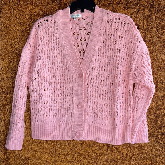 Woven Heart Sweaters - Woven Heart Blush Open-Knit Cardigan